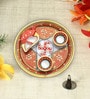 Orange Marble Pooja Thali