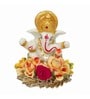 Orange Metal Lord Ganesha Idol on Decorative Handcrafted Plate