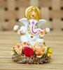 Orange Metal Lord Ganesha Idol on Decorative Handcrafted Plate