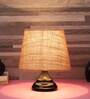 Uniquely Orange Natural Fiber Shade Night Lamp With Metal Base