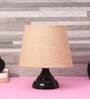 Uniquely Orange Natural Fiber Shade Night Lamp With Metal Base