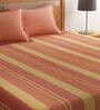 Orange Geometric 500 TC Poly Cotton Double Bed Cover with 2 Pillow Covers