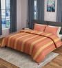 Orange Geometric 500 TC Poly Cotton Double Bed Cover with 2 Pillow Covers