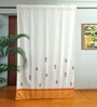 Orange Polycanvas Floral 7ft Blackout Fabric Loops Door Curtain