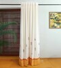 Orange Polycanvas Floral 7ft Blackout Fabric Loops Door Curtain
