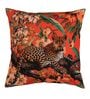 Orange Floral Poly Canvas 16 x 16 Inch Cushion Cover