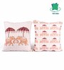 Orange Polycotton Floral 24x24 inches Cushion Covers (Pack of 2)