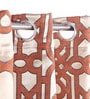 Orange Polycotton Geometric Light Filtering Eyelet 7 Feet Door Curtains (2 Pc)