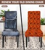 Orange Polycotton Printed 14x18 Inches Chair Covers  (4 pieces)