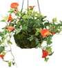 Orange Polyester Artificial Morning Glory Hanging Creeper Plant with Hanging Metal Stand