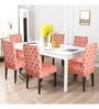 Orange Printed Polyester Blend 14x38 Inches Chair Covers (Set of 6)