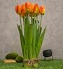 Orange Polyester Fabric Artificial Tulip Flower Bunch