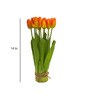 Orange Polyester Fabric Artificial Tulip Flower Bunch