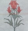 Orange Polyester Floral 7ft Sheer Fabric Loops Door Curtain