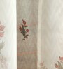 Orange Polyester Floral 7ft Sheer Fabric Loops Door Curtain