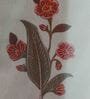 Orange Polyester Floral 7ft Sheer Fabric Loops Door Curtain