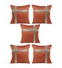 Orange Polyester Geometric 40x40 inches Cushion Covers Set of 5