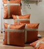 Orange Polyester Geometric 40x40 inches Cushion Covers Set of 5