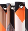 Multicolor Geometric Polyester 7 Ft Semisheer Eyelet Door Curtains (Set of 2)