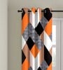 Multicolor Geometric Polyester 7 Ft Semisheer Eyelet Door Curtains (Set of 2)