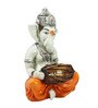 Orange Polyresin Lord Ganesha Playing Dholak Idol