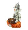 Orange Polyresin Lord Ganesha Playing Dholak Idol
