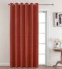 Orange Premium Jute Geometric 9ft Light Filtering Eyelet Long Door Curtain