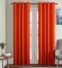 Orange Geometric Cotton 7 Ft Light Filtering Eyelet Door Curtain