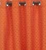 Orange Geometric Cotton 7 Ft Light Filtering Eyelet Door Curtain