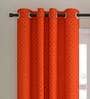 Orange Geometric Cotton 7 Ft Light Filtering Eyelet Door Curtain