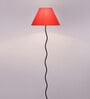 Planck Orange Cottan Fabric Shade Club Floor Lamp With Iron Base