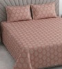 Orange Shade Floral 400 TC Cotton Double Queen Size Bedsheet With 2 Pillow Covers