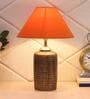 Orange Shade Table Lamp With Antique Terracotta Base