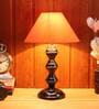 Orange Shade Table Lamp With Black Base