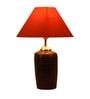 Orange Shade Table Lamp With Brown  Terracotta Base
