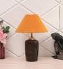 Orange Shade Table Lamp With Brown  Terracotta Base