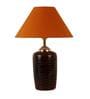 Orange Shade Table Lamp With Brown  Terracotta Base