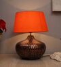 Orange Shade Table Lamp With Metal Base