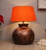 Orange Shade Table Lamp With Metal Base