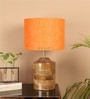Ebenezer Orange Fabric Shade Night Lamp With Wood Base
