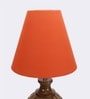Raphael Orange Fabric Shade Night Lamp With Wood Base