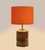 Ebenezer Orange Fabric Shade Night Lamp With Wood Base