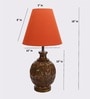 Raphael Orange Fabric Shade Night Lamp With Wood Base
