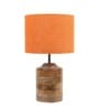 Ebenezer Orange Fabric Shade Night Lamp With Wood Base