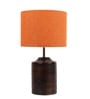 Hazel Orange Fabric Shade Night Lamp With Wood Base