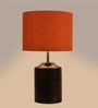 Hazel Orange Fabric Shade Night Lamp With Wood Base