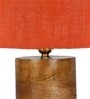 Orange Shade Table Lamp With Wood Base