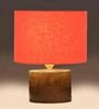 Orange Shade Table Lamp With Wood Base
