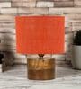 Orange Shade Table Lamp With Wood Base