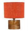 Orange Shade Table Lamp With Wood Base